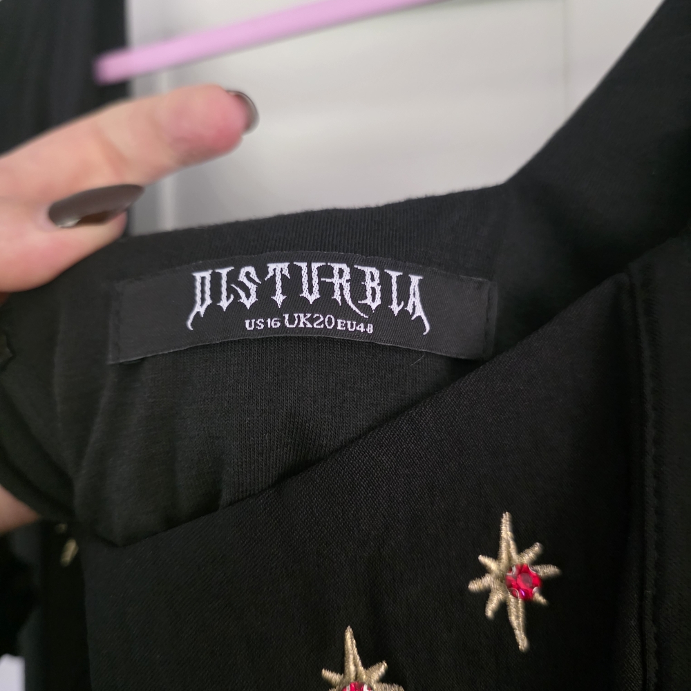 Disturbia Black Dress with Gold and Red Beaded Embroidery - Picture 3 of 3
